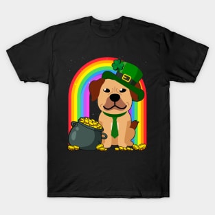Staffordshire Rainbow Irish Clover St Patrick Day Dog Gift graphic T-Shirt